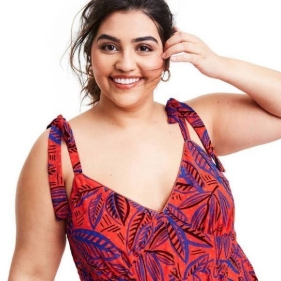 Alexis NWT handkerchief Red and Blue Floral Midi Dress Size 3X - Picture 15 of 16